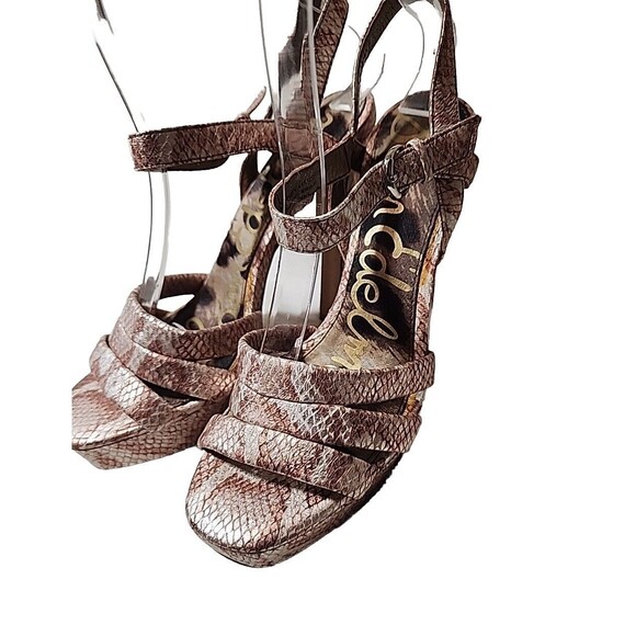 Sam‎ Edelman Womens Shoes Strappy Platform Heels Sandals Snake Print Size 6.5 - Picture 3 of 9